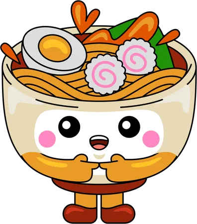 Personagem mascote do ramen em pé  Ilustração