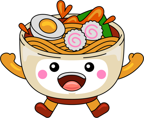 Ramen-Maskottchen-Charakter springt  Illustration