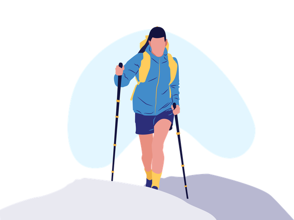 Randonneuse en montagne  Illustration