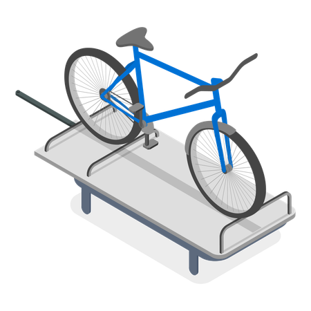 Rangement sur le toit d'une voiture transportant un vélo  Illustration