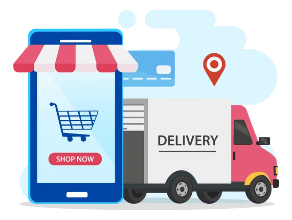 Online Shopping Delivery Landing Page Website Illustration Flat Vector Template Illustration