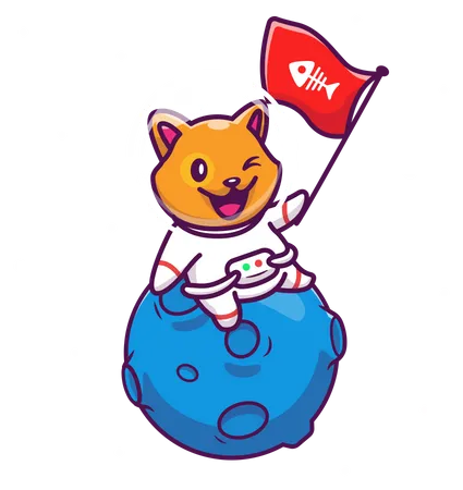 Astronauta raposa segurando falg  Ilustração
