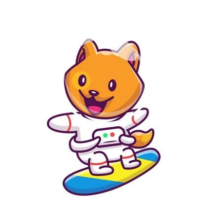Astronauta raposa no skate  Ilustração
