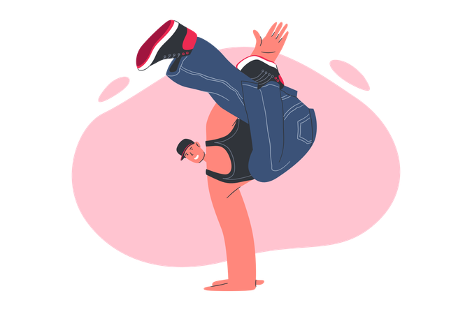 Rapper macht Handstandpose  Illustration