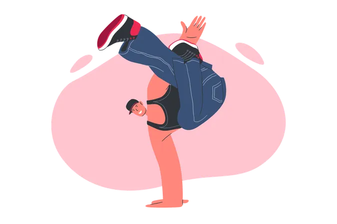 Rapper macht Handstandpose  Illustration