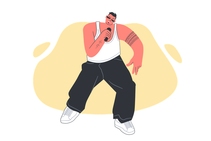 Rapper Singing holding mic  Illustration