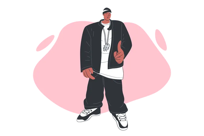 Rapper Standing in a gun pose  Illustration