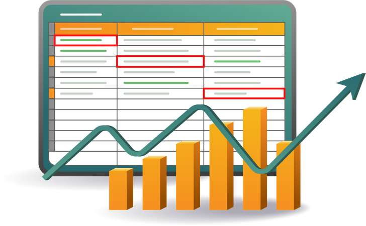 Rapport d'analyse et de croissance de l'entreprise  Illustration