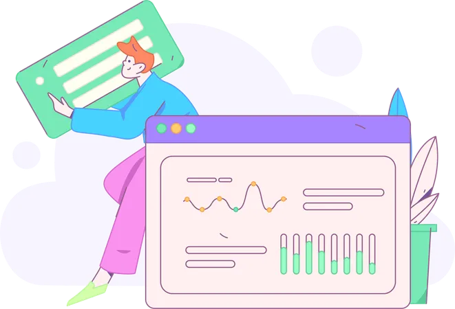 Homme tenant un rapport d'analyse commerciale  Illustration