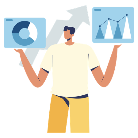 Employé fournissant un rapport de comparaison d'affaires  Illustration