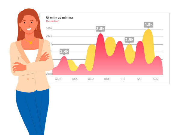 Rapport numérique d'analyse de femme avec statistiques  Illustration