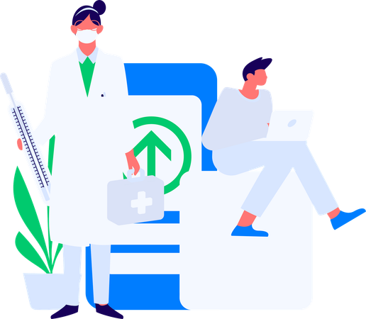 Rapport du patient en cours d'analyse par l'infirmière  Illustration