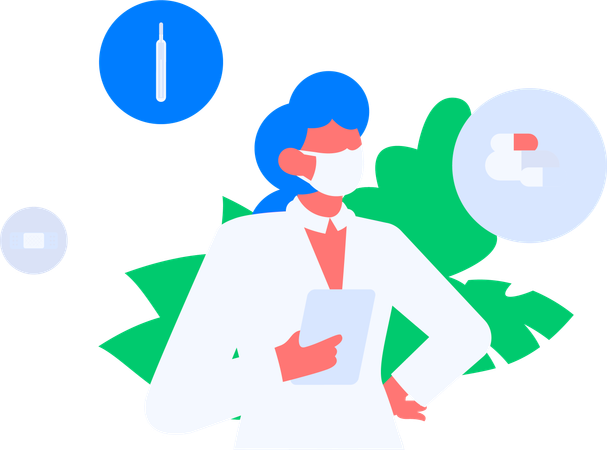 Rapport du patient en cours d'analyse par l'infirmière  Illustration