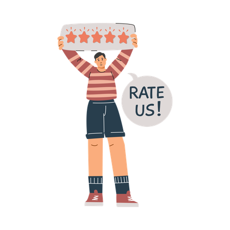 Rate us five stars positive feedback  Illustration