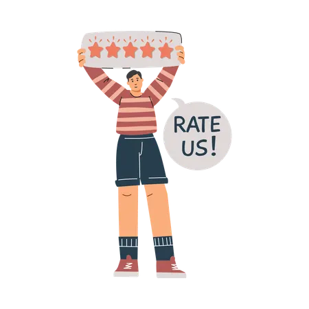 Rate us five stars positive feedback  Illustration