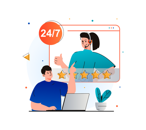 Rating to customer support service Illustration