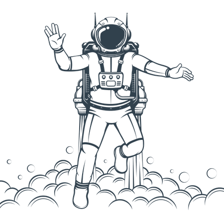 Raumfahrer mit Jetpack  Illustration