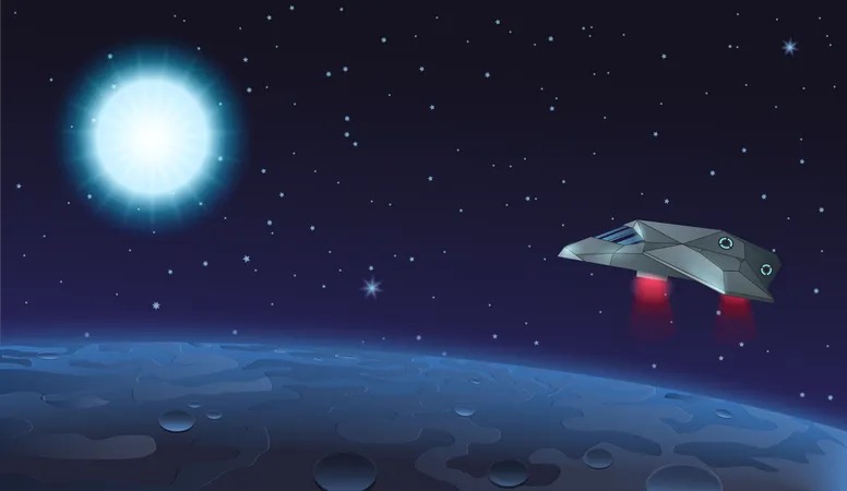Raumschiff fliegt im Weltraum  Illustration
