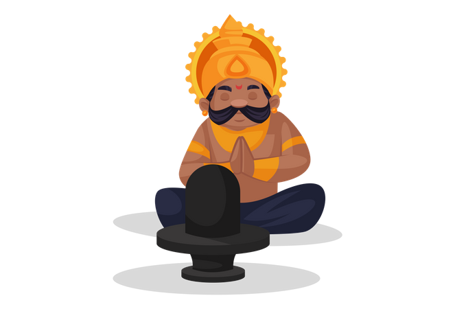 Ravan betet zu Gott Shiva  Illustration