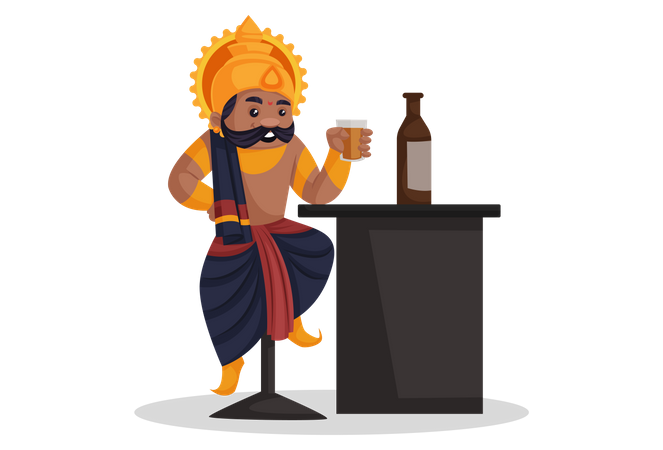 Ravan drinking alchohol  Illustration