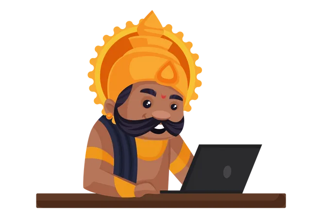 Ravan trabalhando no laptop  Ilustração
