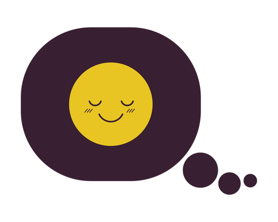 Emoji ravi dans une bulle de pensée  Illustration