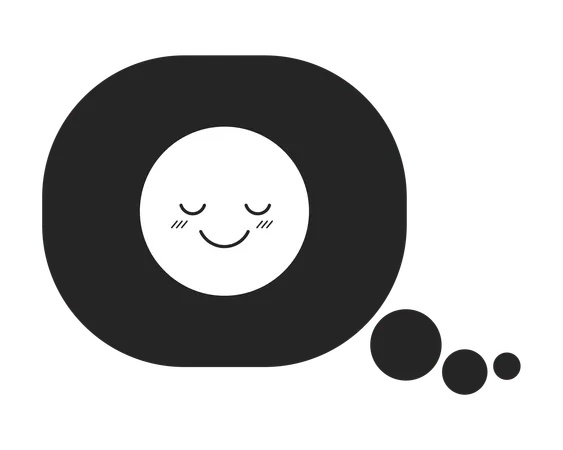 Emoji ravi dans une bulle de pensée  Illustration