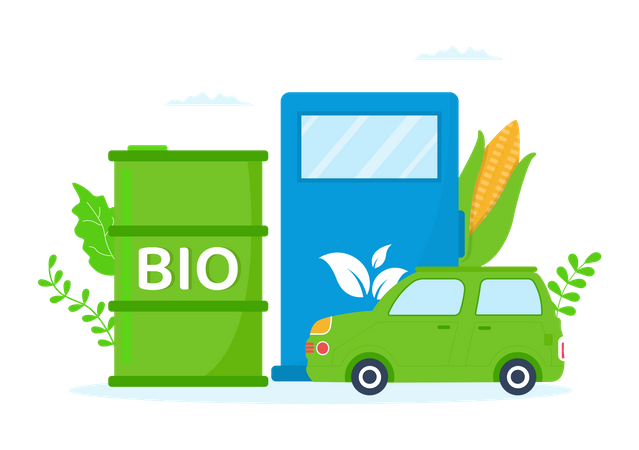 Abastecendo carro com Biocombustível  Ilustração