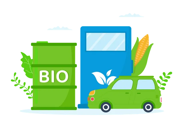 Abastecendo carro com Biocombustível  Ilustração