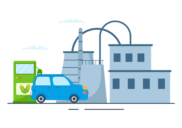 Abastecimento de carro com biocombustível  Ilustração