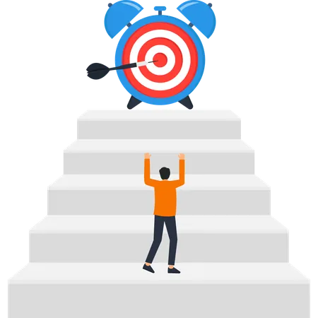 Reaching Goals: Time Management & Achievement Illustration  Illustration