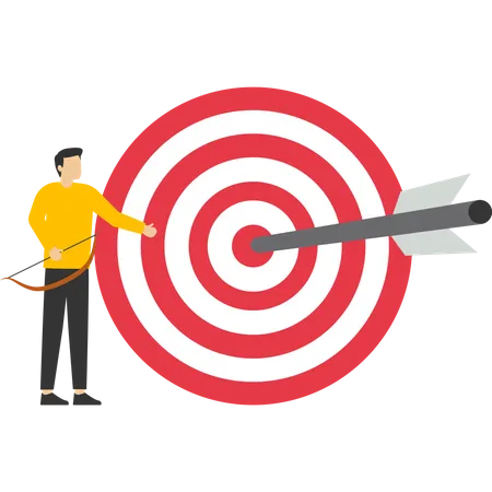Reaching Targets Achieving Goals Or Success In Business Teamwork In Achieving Targets Or Goals Aim To Hit The Target Bullseye Concept The Business Team With Arrows Stuck On A Big Target Illustration