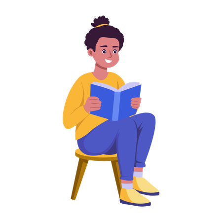 Reader reading book  Illustration
