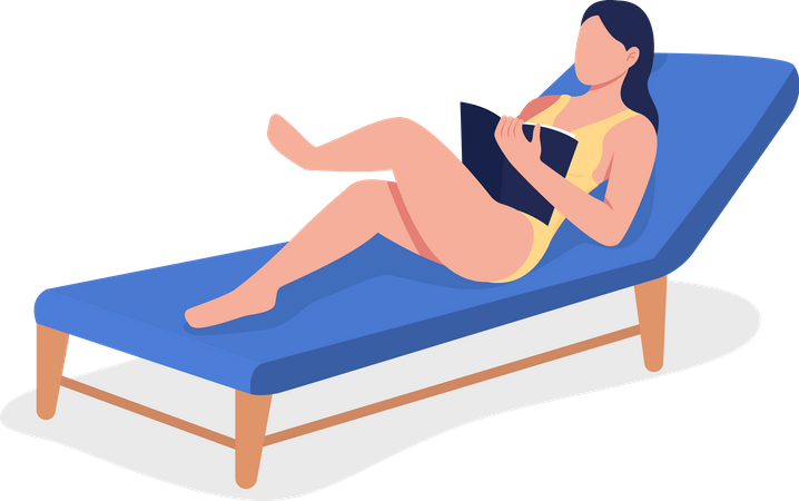 Reading book on beach Illustration