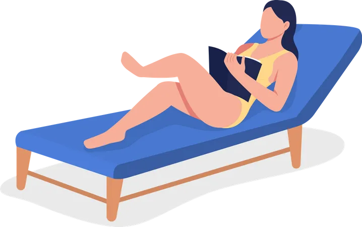 Reading book on beach Illustration