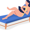 reading book on beach illustration
