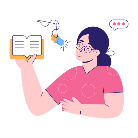 Reading Book On Podcast  Illustration