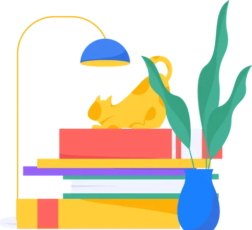 Reading Books  Illustration