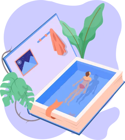 Reading like you are swimming  Illustration