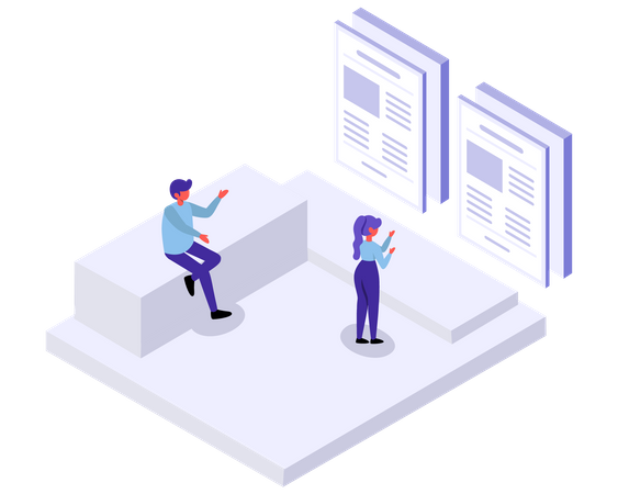 Reading news article  Illustration