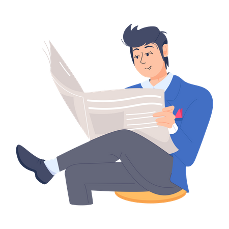 Reading Newspaper  Illustration