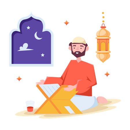 Reading Quran  Illustration