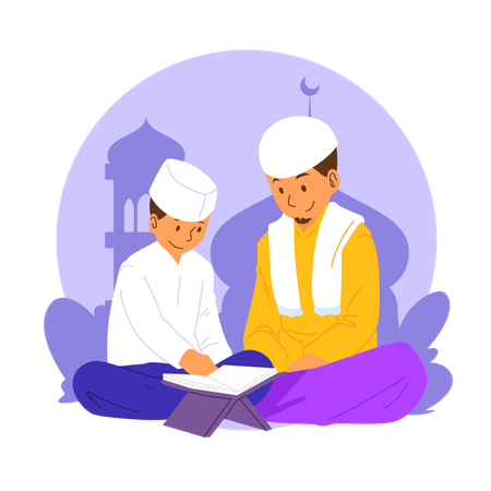 Reading Quran In Ramadan  Illustration