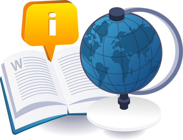 Reading world information in books  Illustration