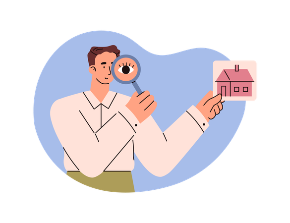 Real estate agent evaluates property  Illustration