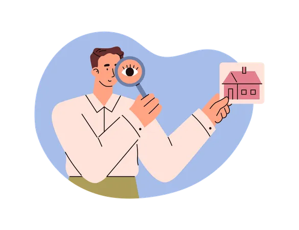 Real estate agent evaluates property  Illustration