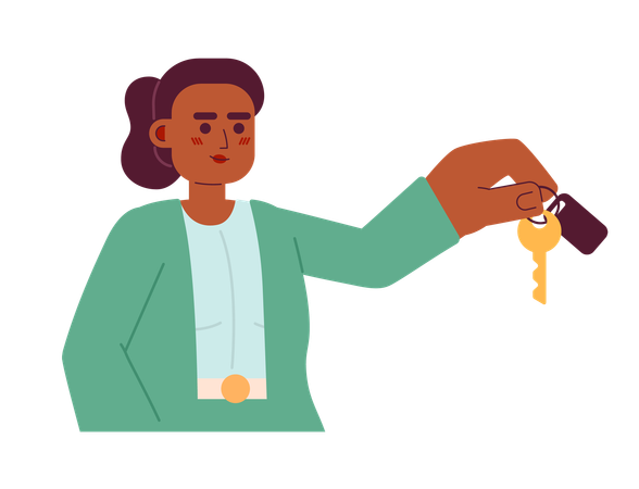 Real estate agent female giving key  Illustration