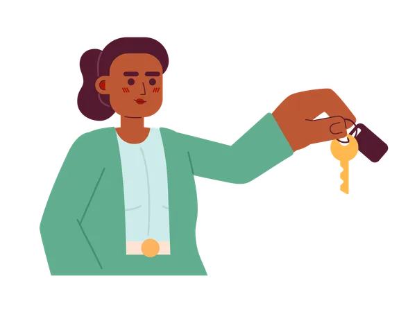 Real estate agent female giving key  Illustration