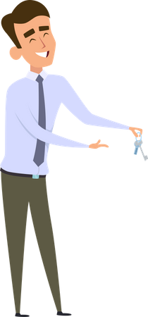 Real Estate Agent Holding Key  Illustration