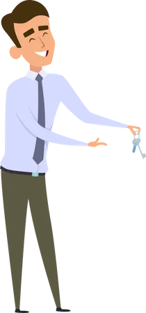 Real Estate Agent Holding Key  Illustration